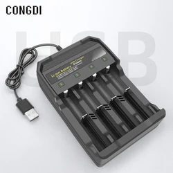 4 Slots 18650 USB Battery Charger Portable Charger For 18650/16340/14500/10440 3.7V Rechargeable Lithium Batteries Smart Charger