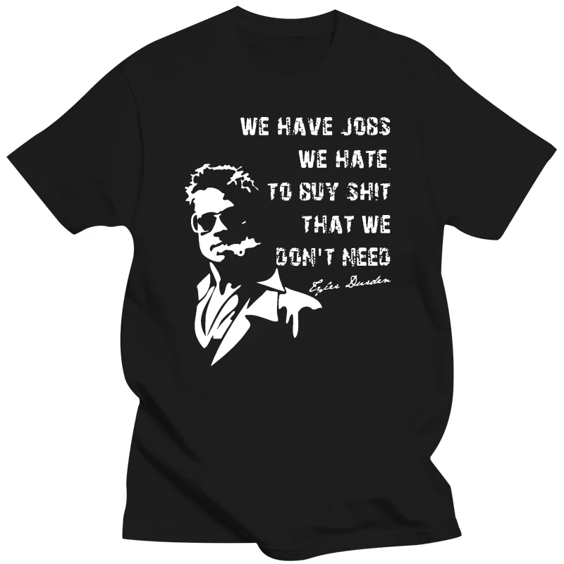 Fight Club Tyler Durden Brad Pitt Project Mayhem Black Printed T-shirt FN9812 100% Cotton T Shirts Brand Clothing Tops Tees