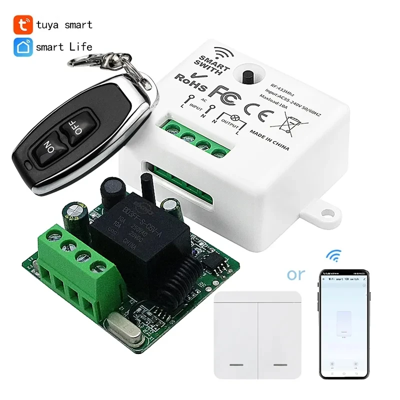 Wifi+433.92mhz RF Mini Intelligent Circuit Breaker TUYA Single Zero Fire Wire Mobile Remote Control Wireless Remote Switch