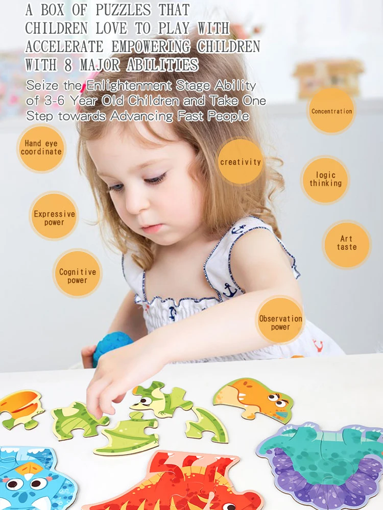 Drewniane puzzle dla dzieci zabawki Cartoon zwierząt puzzle gra wczesne zabawki edukacyjne zestaw podarunkowy dla dzieci — zdjęcie 2