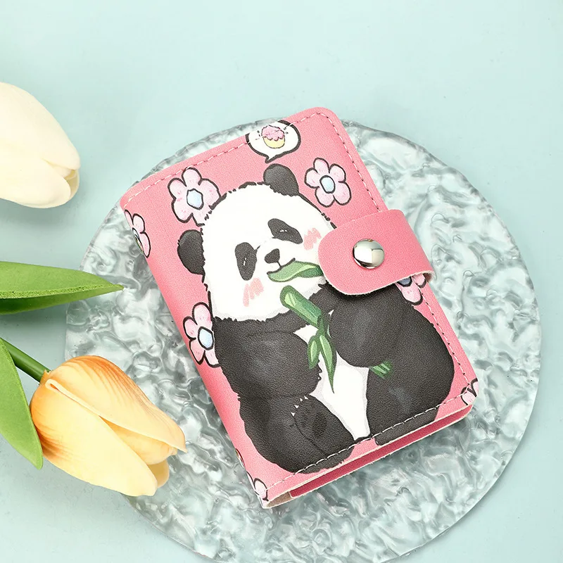 Tempat kartu ID motif Panda lucu dompet Mini kapasitas besar tempat Multi kartu bisnis tas penyimpanan kartu kredit tempat kartu kecil