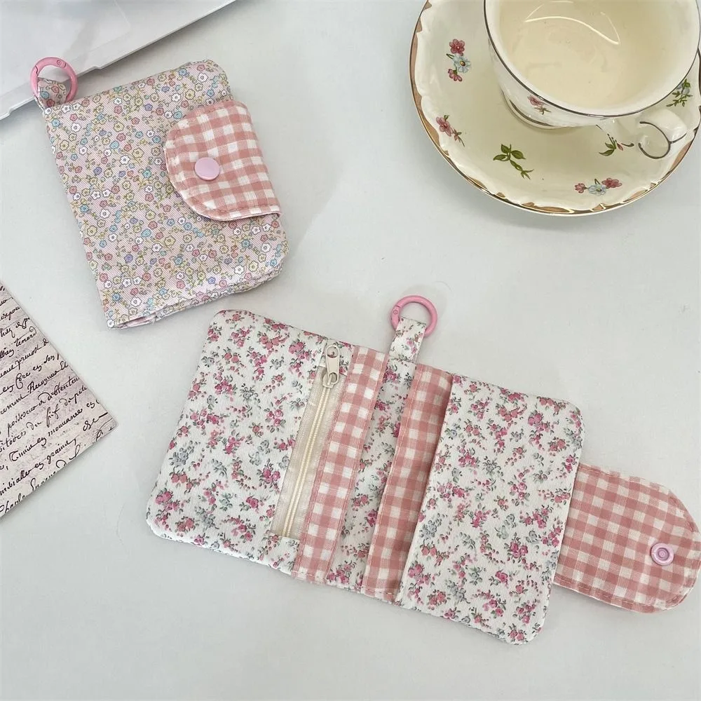 

Cute With Key Ring Fabric Floral Card Bag Portable Cute Bow Card Holder Fashion Multiple Card Card Storage Bag Girls Women
