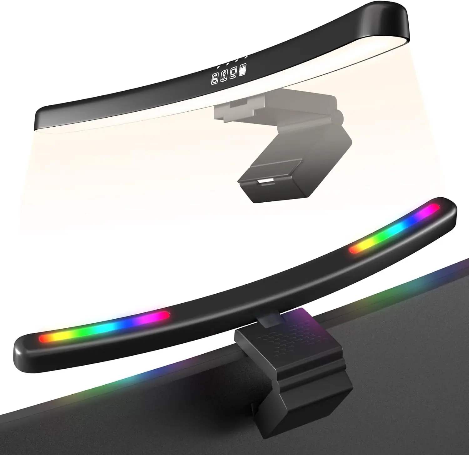 Curved Monitor Light Bar with RGB Backlight, Eye-Care Computer Lamp, Touch Control, Timer, 1500R