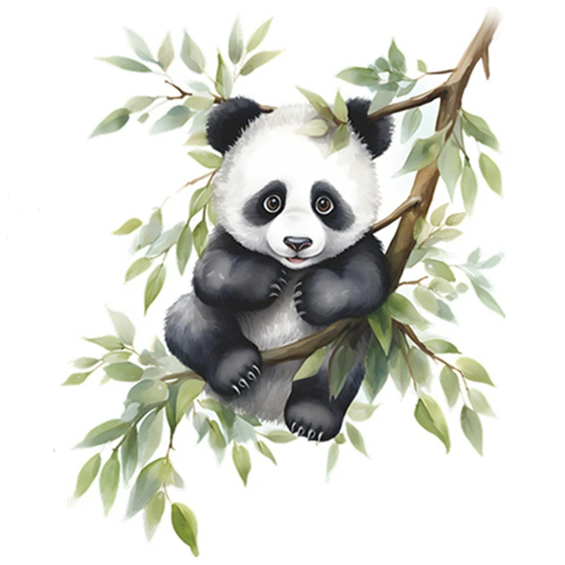 Animal Poster Cute Baby Panda on the Tree 3D Vinyl Wall Stickers Home Decorations for Living Room Bedoom WC Bathroom Art Mural