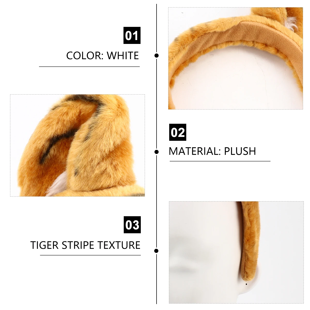 

1 pc Tiger Ear Hairhoop Comfortable Attractive Adorable Hair Decoration Party Game Costume Accessory Brown