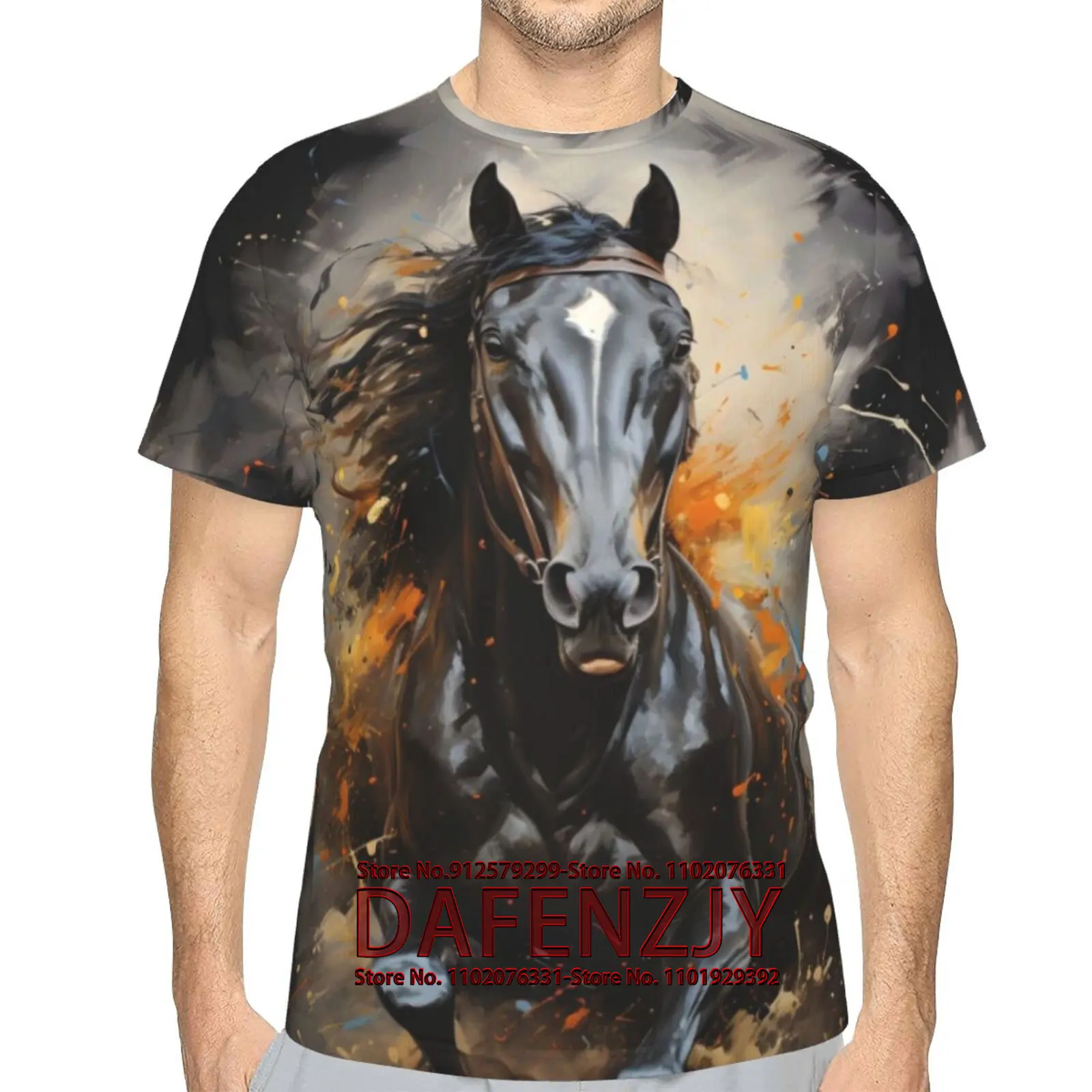 T Shirts for Men Animal Horse Graphic Unsex T Shirt Short Sleeve