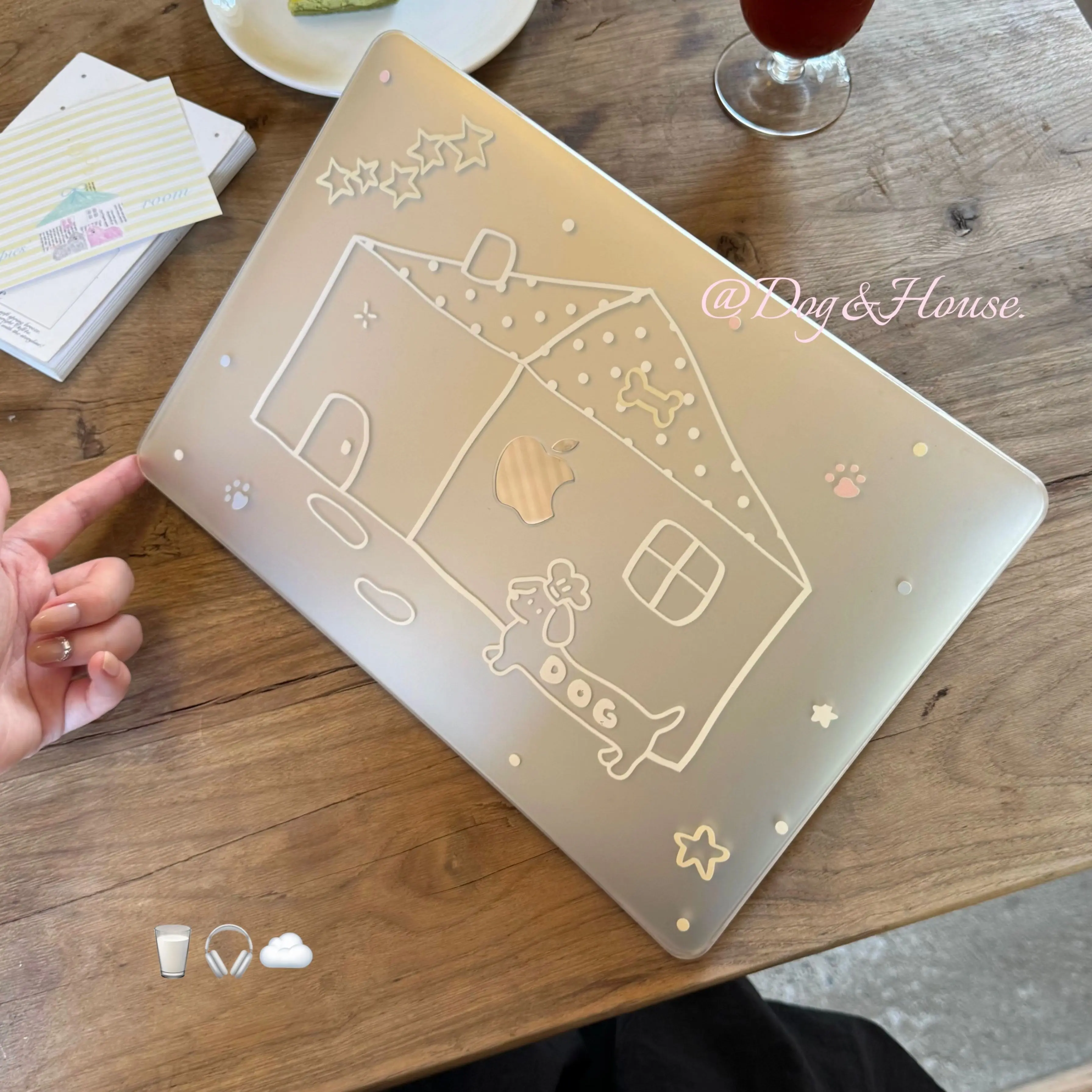 Ins White Lined Puppy Dog Crystal Laptop Case For Macbook Air 13.6 M4 NEO 15 M3 Hard Cover For Mac Book Pro 13 M1 M2 14 M4 M5 16