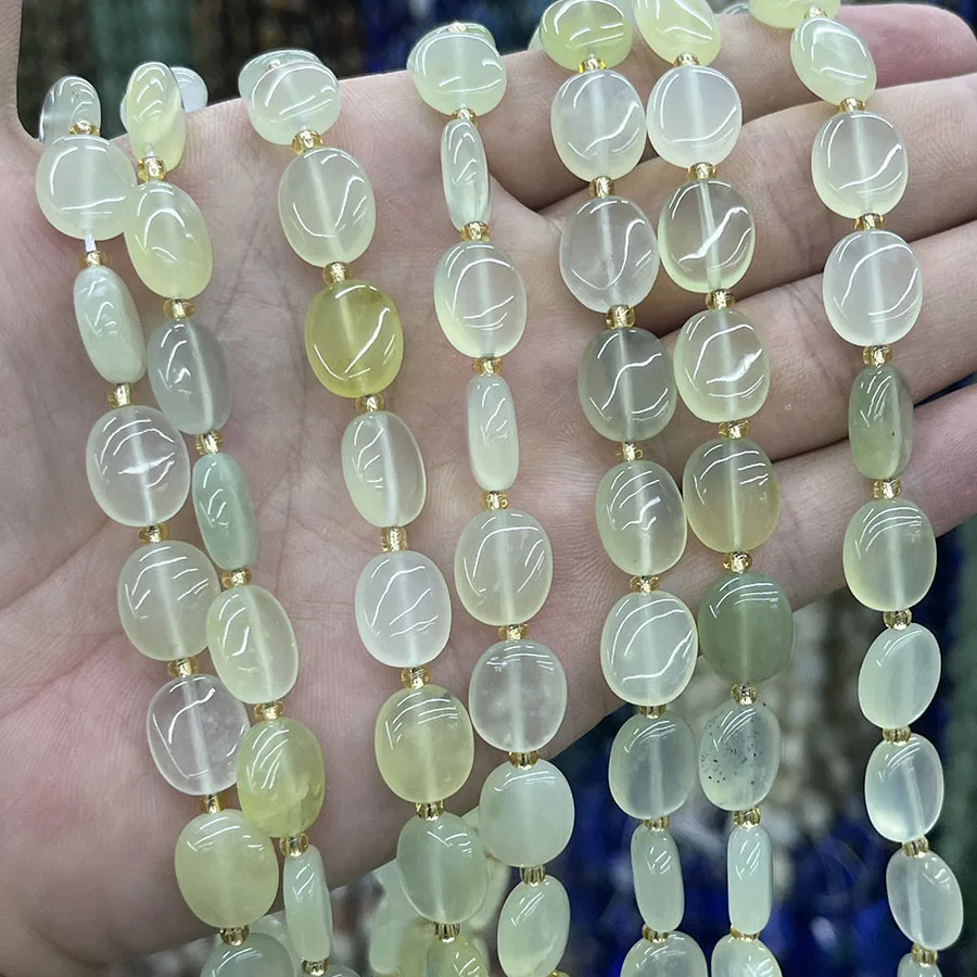 

Natural Stone New Mountain Jade Egg shaped Loose Beads For DIY Handmade Bracelet Necklace Accessories 15'10x12mm