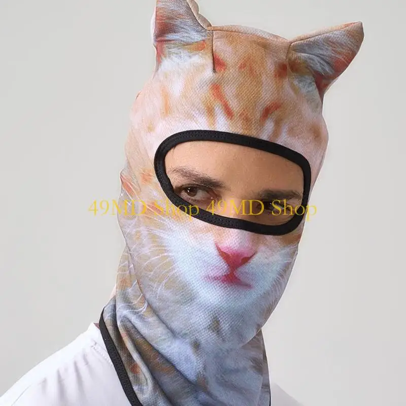 49MD 3D Cats Pattern Head Cover Breathable Elastic Hat for Cycling and Outdoor Sport