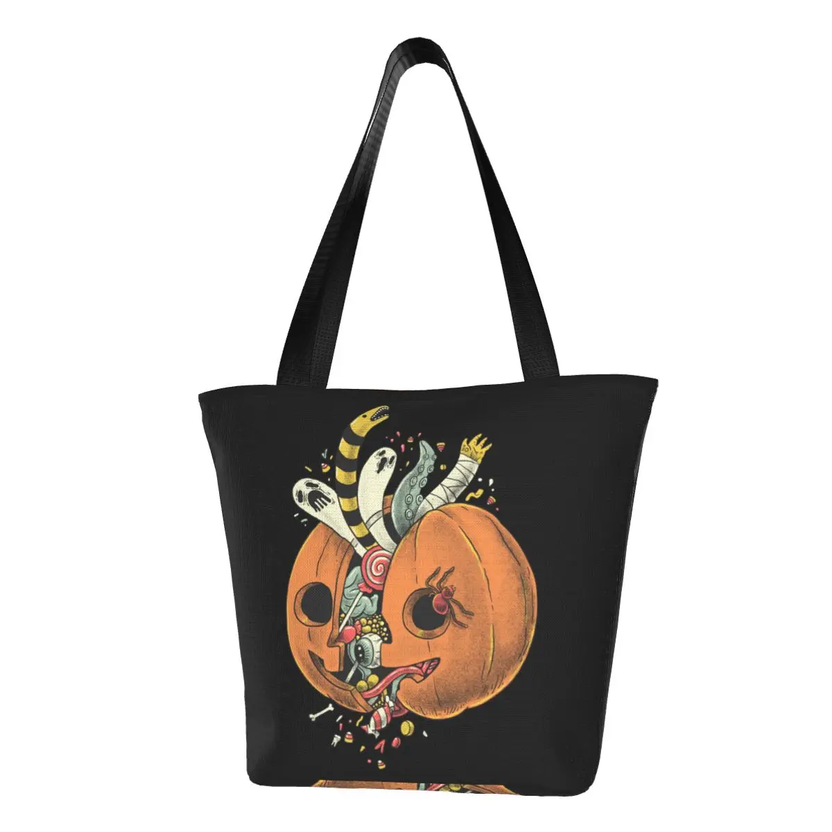 

Pumpkin Remix Shopper Bag Happy Halloween Handbags Lady Graphic Design Tote Bag Aesthetic Cloth School Shopping Bags