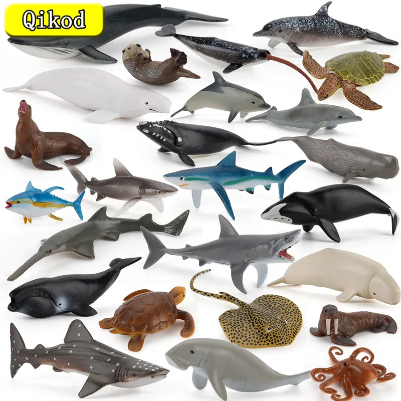 Ocean Animal Dolphin Simulation Model Sea Turtle Devil Fish Action Figure Miniature Marine Life Figurine Children Collection Toy