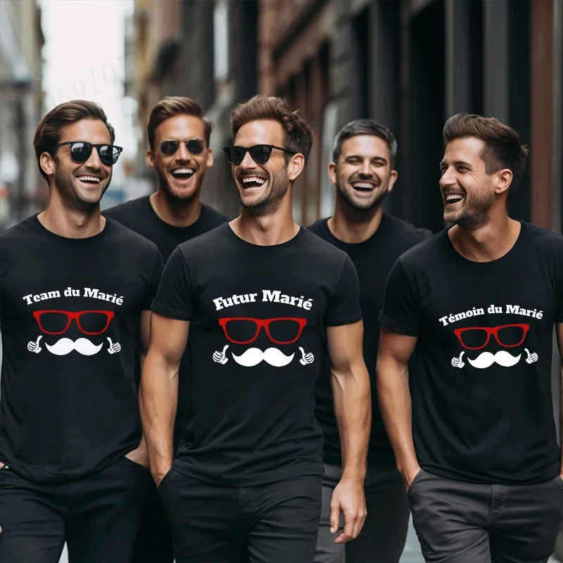 مضحك الجرافيك الفرنسية الرجال واحد وداع القمم الزفاف بلايز البكالوريوس حفلة فرقة تي شيرت Evg المستقبل فريق العريس رجل التي شيرت #3