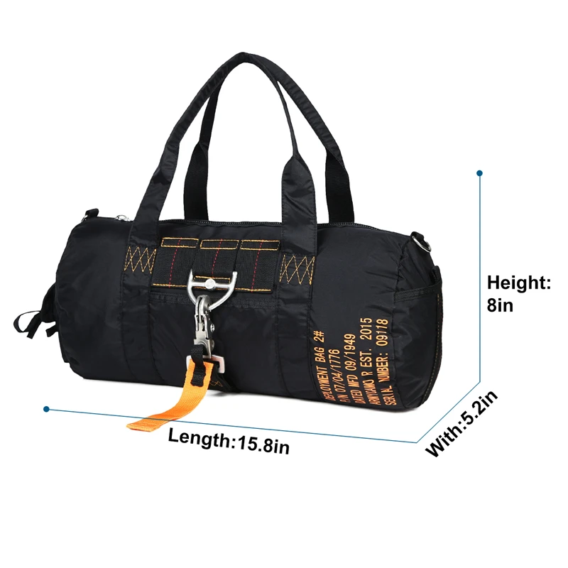 Borsone leggero da 16 pollici Palestra Sport Viaggio Carry On Weekender Borsa da allenamento tattica notturna con tasche per uomo Donna Bl