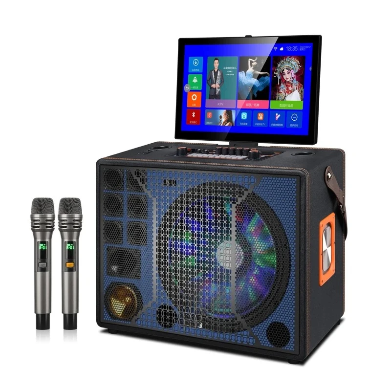 

Hotsale home theatre music box Karaoke System Machine Wireless Portable Karaoke Speakers Subwoofer with Smart Display