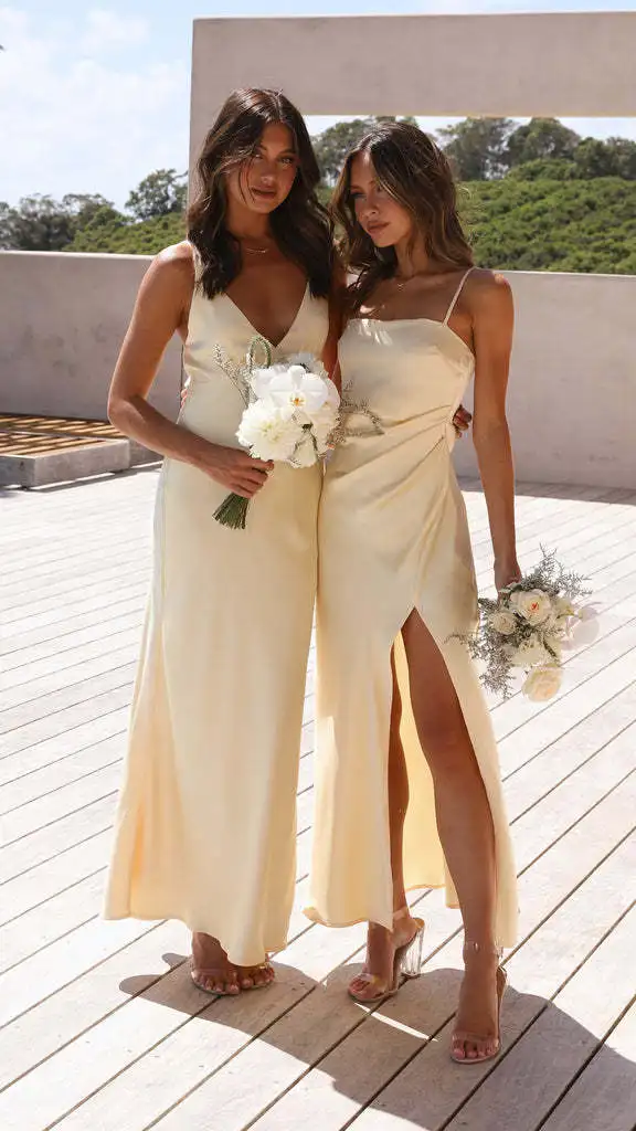 Camis Dress Women Summer Sleeveless Low Cut Fashion Pure Color Split Strap Dress Slim Fits Summer Sexy Bodycon Dress