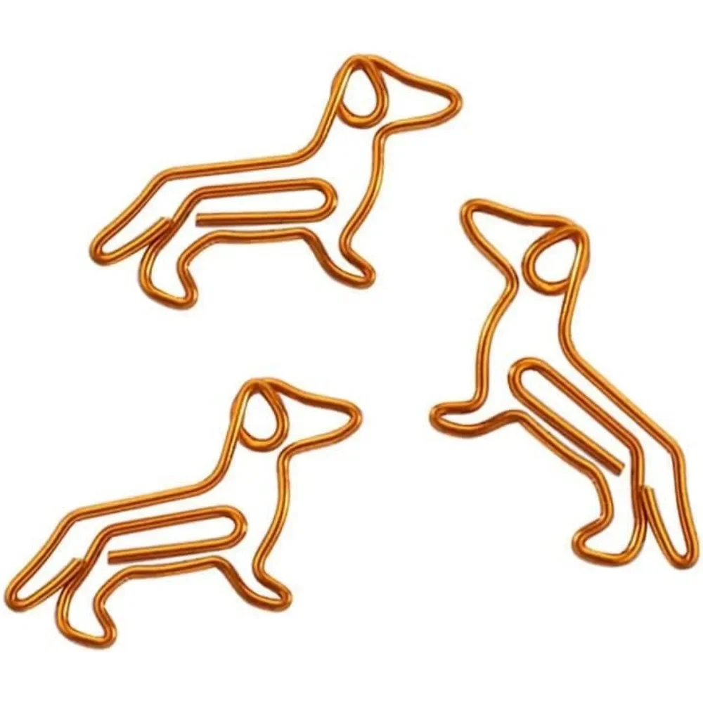 20 gold Dachshund shaped paper clips, cute little paper clips, cute paper clip bookmarks, plan clips, paper clips