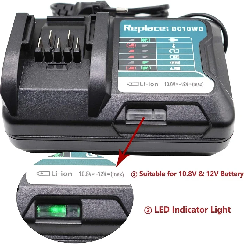 DC10WD BL1015 Replace Battery Charger for MAKITA 10.8V 12V BL1016 BL1021B BL1041B FD05 DT03 RJ03Z SH02Z PH04Z DC10SB Charger