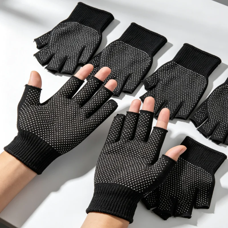 5 Pairs Work Gloves Without Fingertips Fingerless Work Gloves For Men And Women Gloves For Winter Gaming Cold Hands Driving