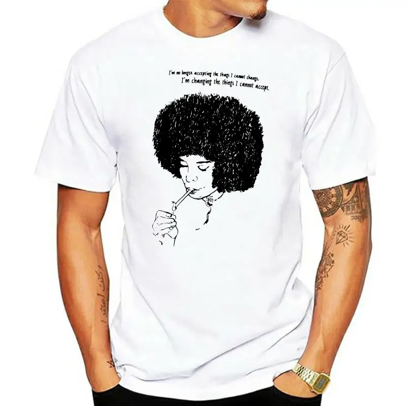 Printed Men T Shirt Cotton O Neck Tshirts Angela Davis Short Sleeve Women T Shirt