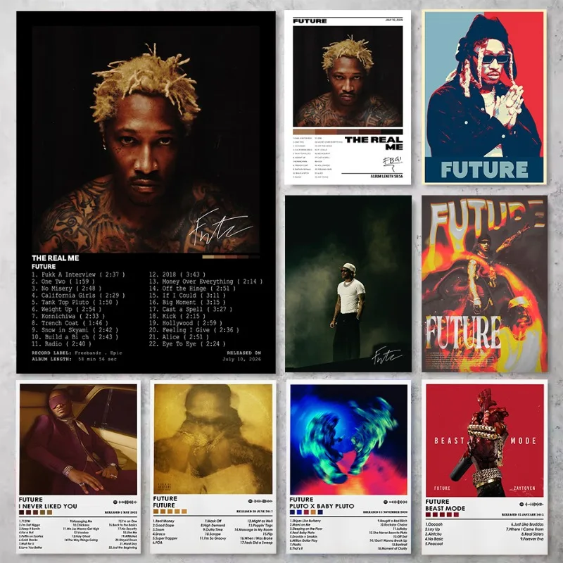 Hip Hop Rapper Singer F-Future The Real Me Tracklist New Music Poster Canvas Painting Wall Art Pictures Home Decor Gift