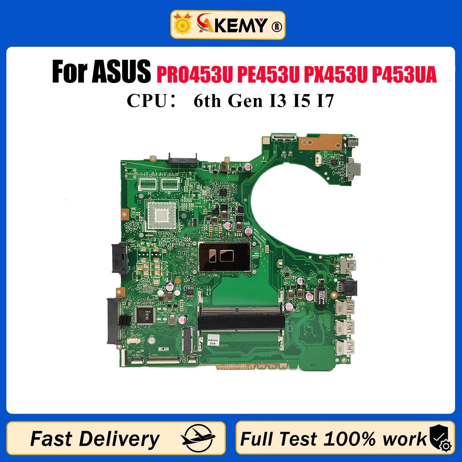 

P453UA Материнская плата для ноутбука ASUS ProArt P453U PRO453U PE453U PX453U P453UA P453UJ Материнская плата с процессором I3 I5 I7 тест ОК быстрая доставка