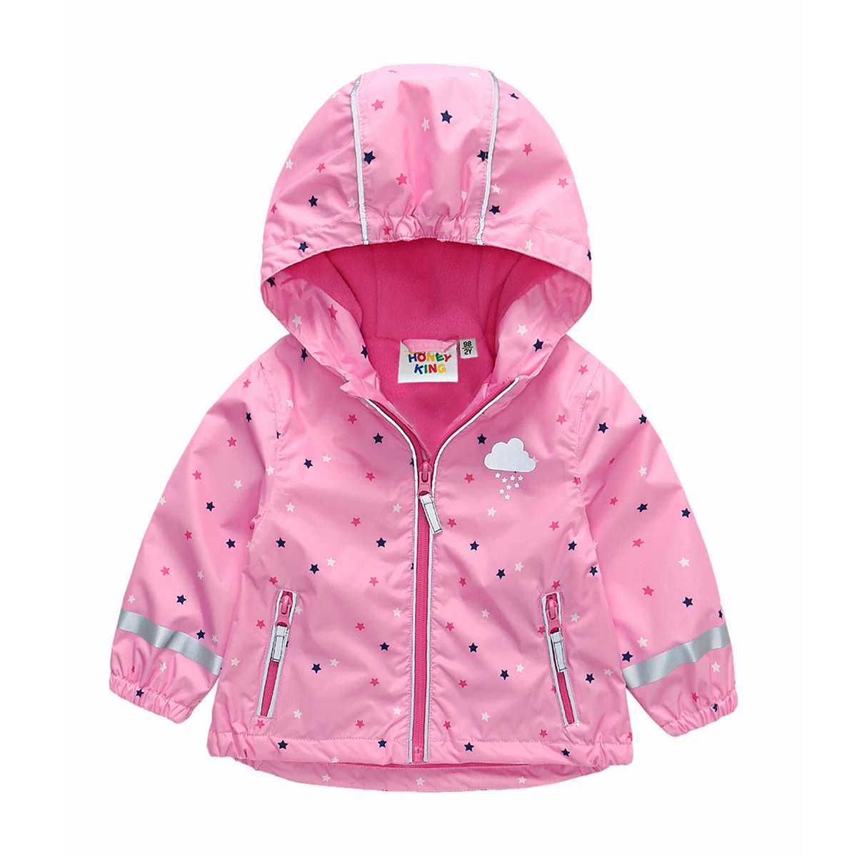 HONEYKING Softshell Jacket For Kids Waterproof Hooded Fleece Outerwear For Baby Toddler Rain Coats Children's Clothing For Girl