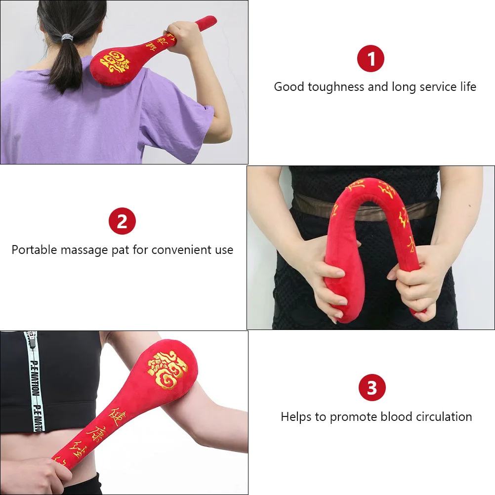 

Portable Meridian Board Massager Stick Hammer Pat Ball Red Handheld Massage Tool for Neck Back Waist Legs Improve Blood