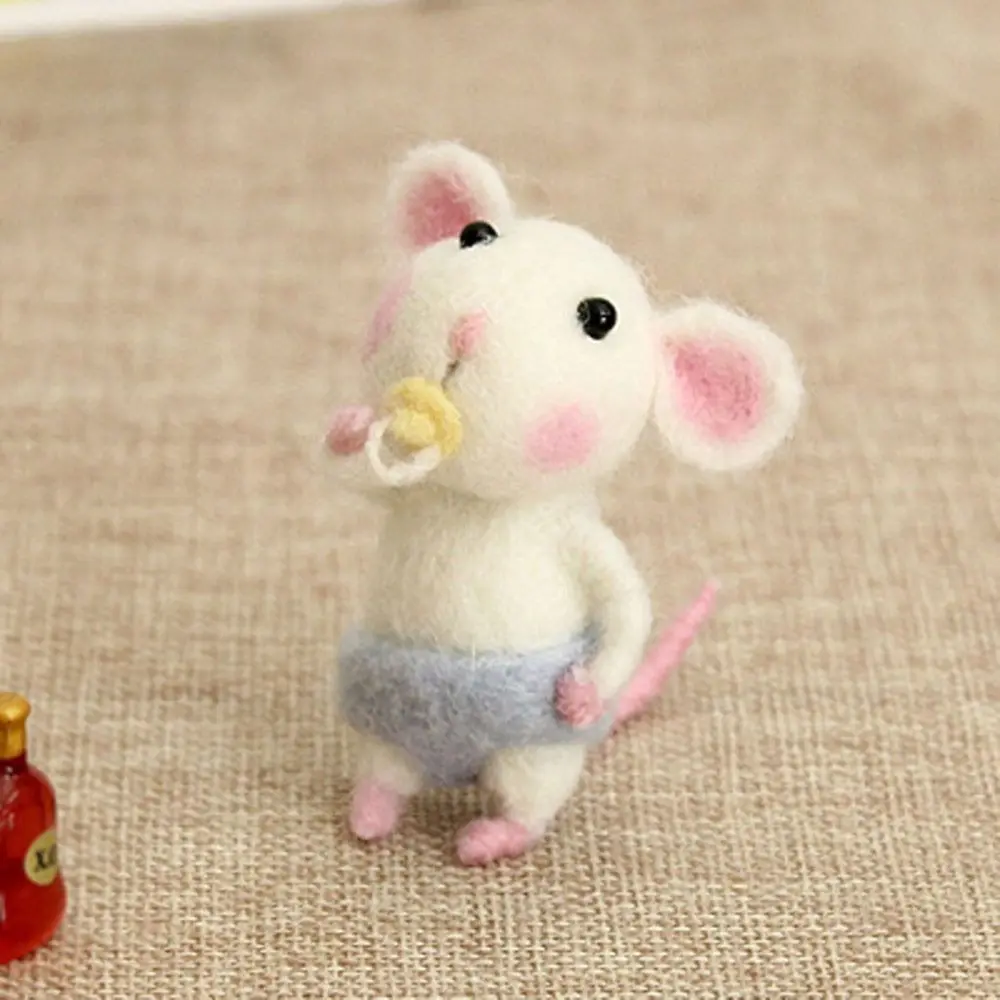 DIY Gift Material Bag Poked Needle Kit Felt Toy Mouse Ornament Doll Mouse Wool Felting