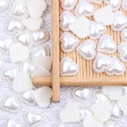 100pcs 12mm ABS Resin Flower Heart Pearls Flatbacks Cabochons Embellishments For Cardmaking Scrapbooking Wedding DIY Crafts Deco