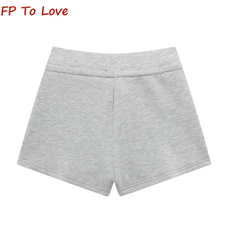 Y2K 2024 Summer Spice Girls Sexy Drawstring Wide Leg Hot Pants Women Air Layer Casual Straight Sports Shorts