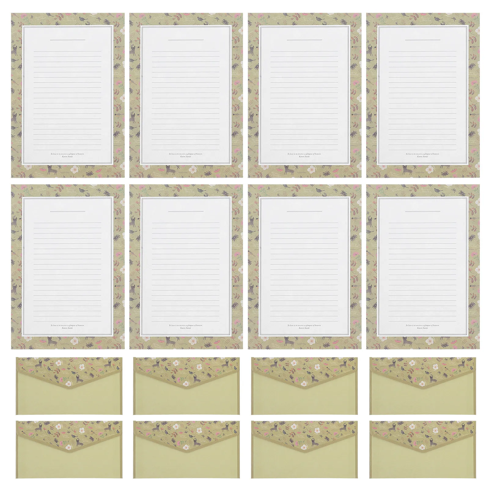 

1Set Retro Floral Lined Letter Paper Envelopes Stationery Set for Wedding Invitations Notes Thanksgiving Gifts