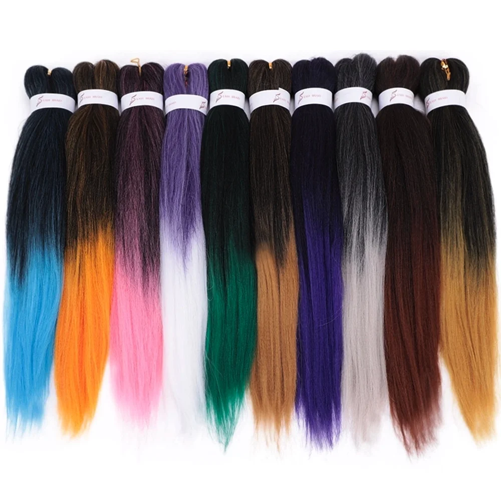 Tresses Synthétiques Yaki sulfet Lisses de 26 Pouces, Extension Capillaire en Fibre de Basse Température, Facile à Tresser, Douce et Ombrée au Crochet