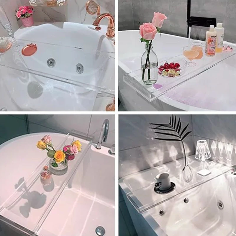 Acrylic Tray Creative Bathroom Furniture Sets SPA Bathroom Bath Rack Clear Kitchen Bathroom Furniture Sets