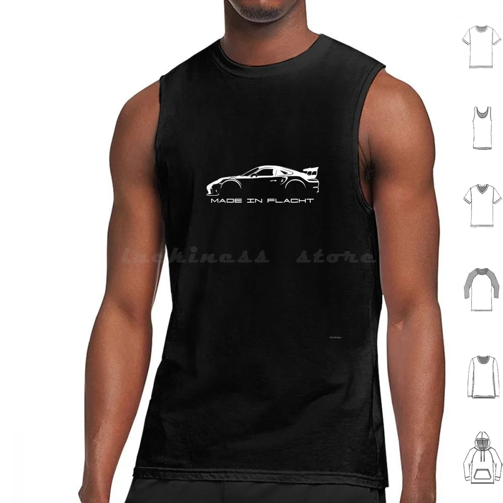 Made In Flacht-White Tank Tops Vest Sleeveless Made In Flacht Born In Flacht Turbo 991 996 997 993 964 918 Gt2 Rs Gt3 Rs Boxer