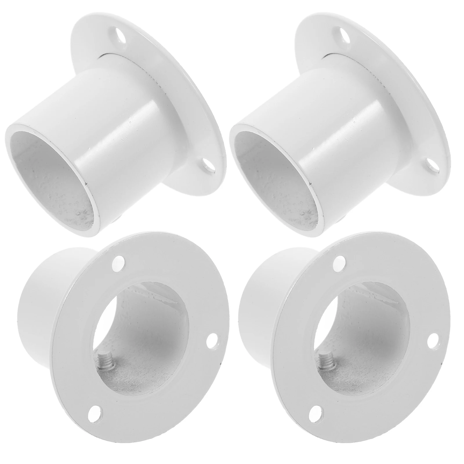 

4 Pcs Curtain Rod Hanging Base Pole Brackets Bathroom Shower Closet Sockets End Support Stainless Steel