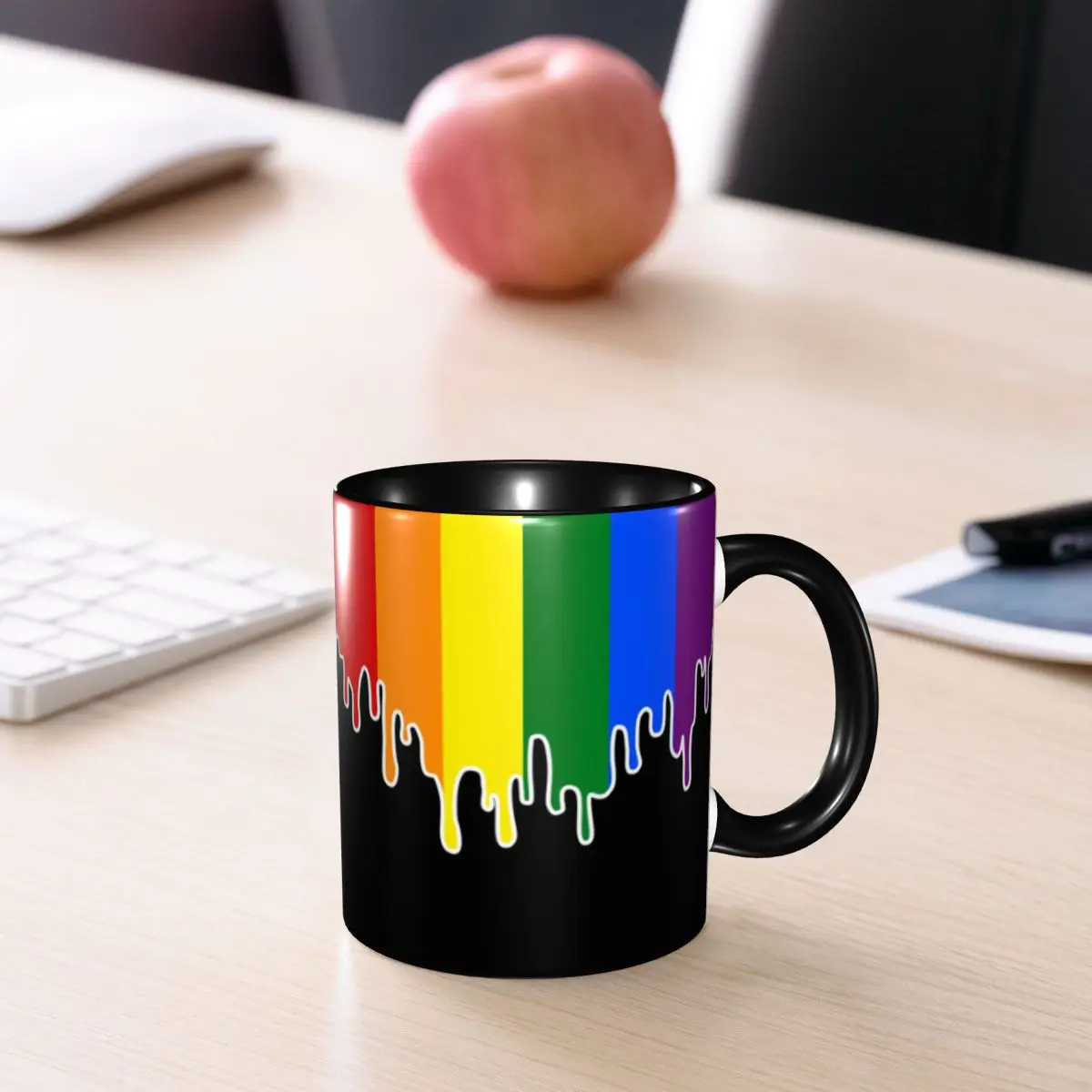 Custom Gay Pride Flag Drip Design Mug DIY LGBT Rainbow Lesbian Ceramic Milk Tea Coffee Cup