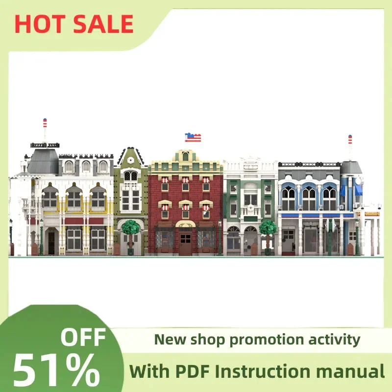 

New City Hot Selling Street View Moc Modular Deluxe Main Street Model Building Blocks Diy Creative Ideas Kids Toys Birthday Gift