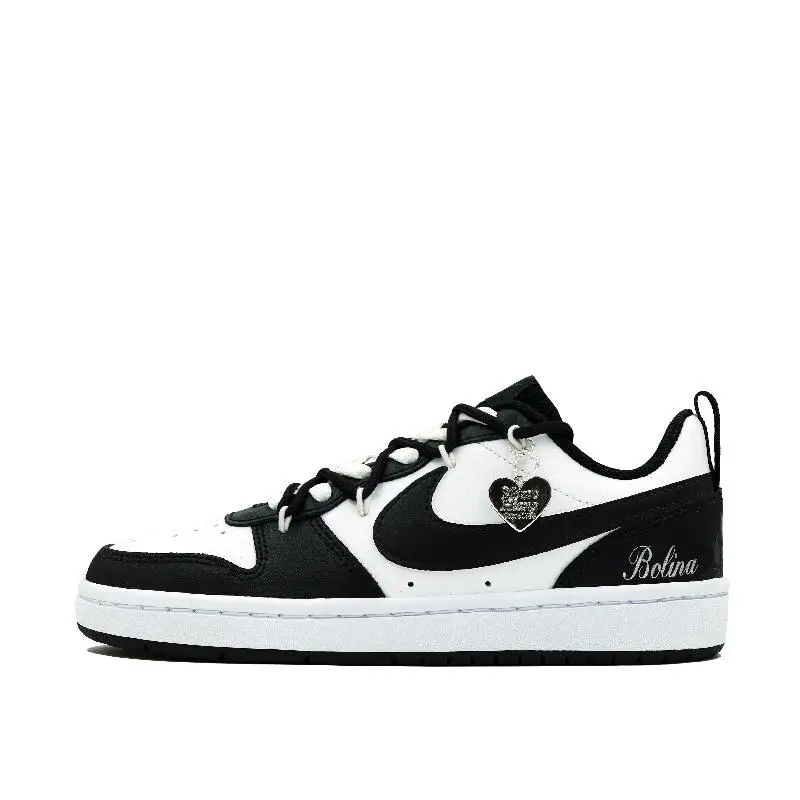 

【Customize】Nike Court Borough Skateboarding Shoes Women's Low-top White/black Sneakers shoes BQ5448-115