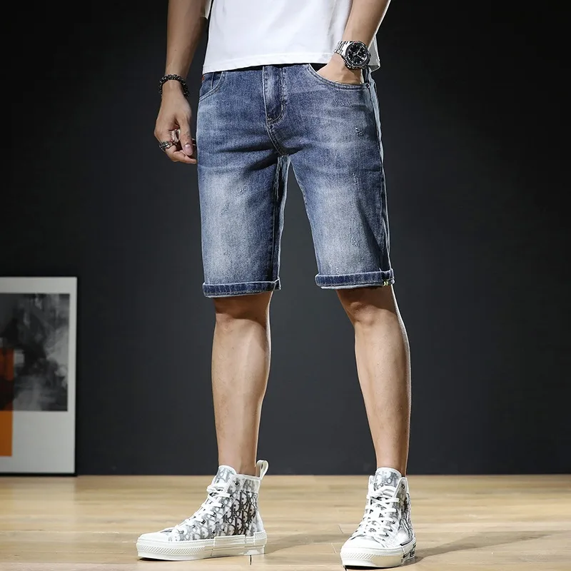 Summer Shorts Jeans Men Streetwear Casual Blue Regular Straight Short Denim Pants