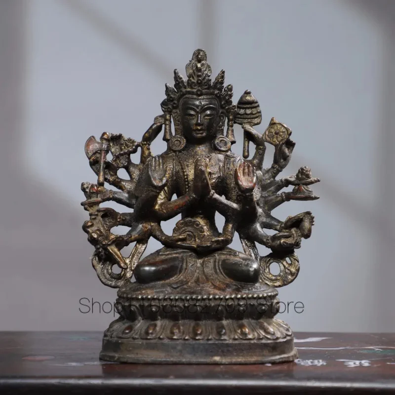 

18cmTantric Copper Zhunti Buddha Mother Statue Pure Copper Zhunti Bodhisattva Statue Copper Eighteen Arm Thousand Hand Guanyin