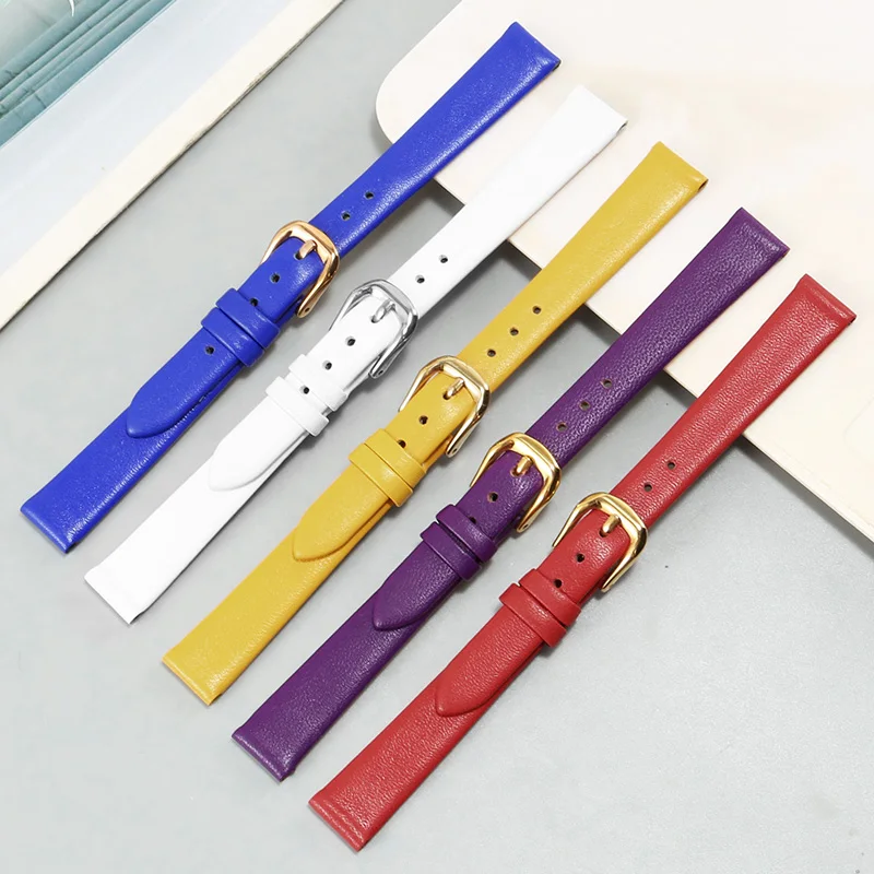 General Various Brands Of Small-size Ultra-thin Leather Watch Band With 6/8/10/12/13/14/15/16/17/18/19/20mm.