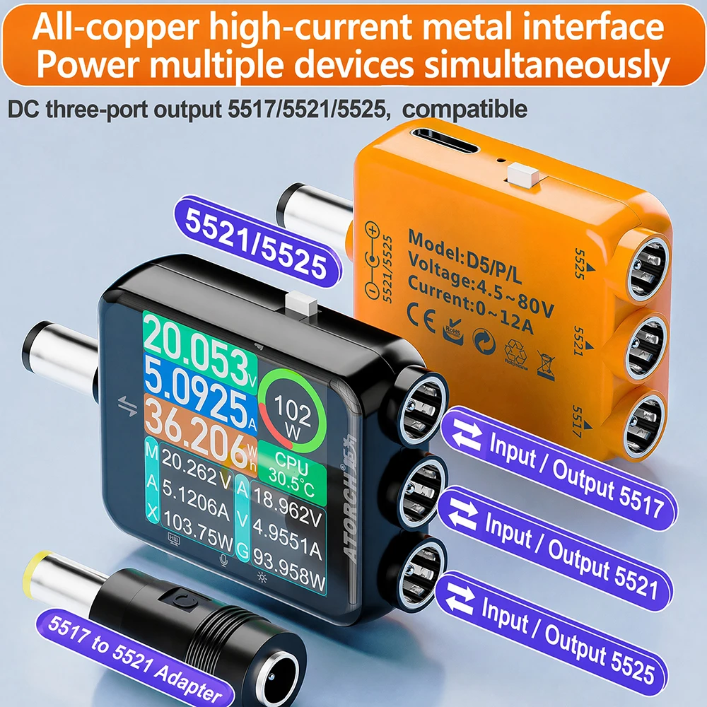 B50 Hochpräzisions-Tester 4,5-80V 600W Digitales Display Voltmeter Amperemeter Wattmeter DC Strom Spannung Leistung DC5.5 Anschluss-Tester – Detail 18