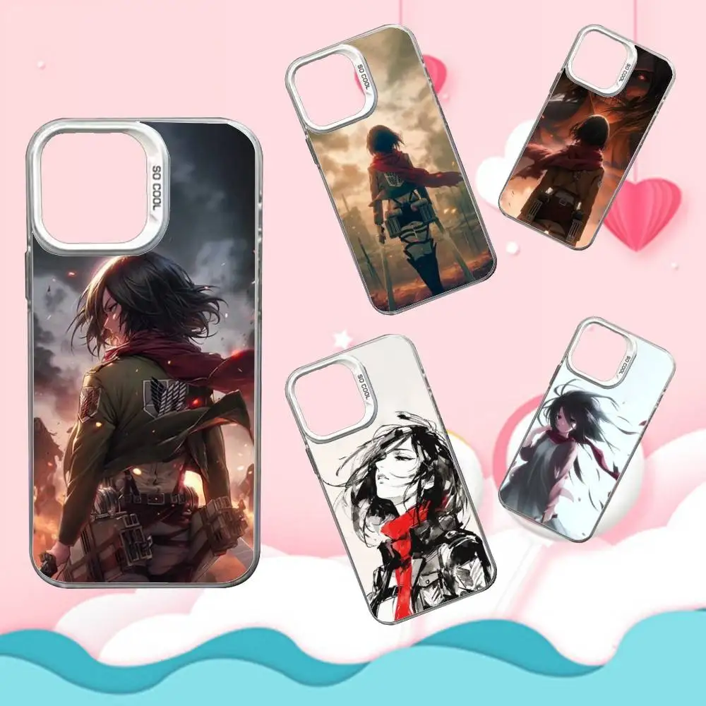 

Attack on Anime M-Mikasa Phone Case For iPhone 16,15,14,13,12,11,Mini,Pro,SE,MAX White Matte Shockproof Cover