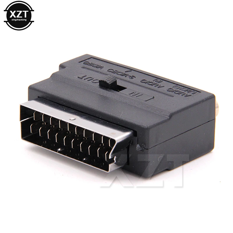 21Pin SCART męski na 3 RCA żeński konwerter Adapter audio-wideo AV do adaptera TV VCR SCART z przełącznikiem złoty platerowane złącze