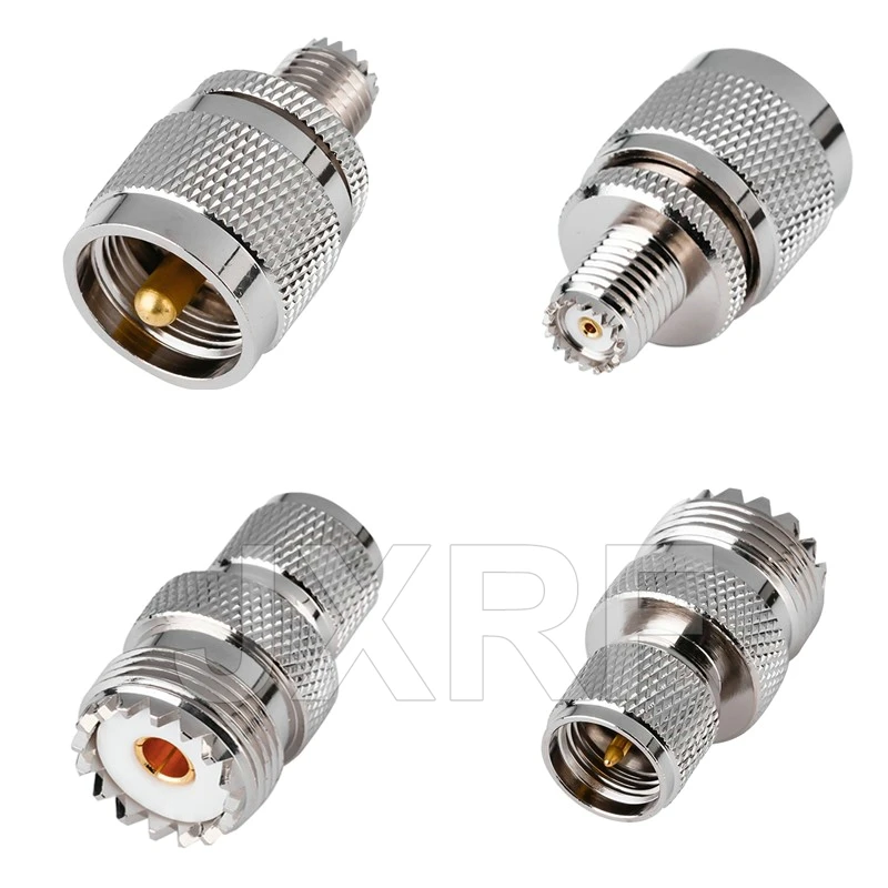 JX RF Connector 2PCS PL259 SO239 UHF Male Female to Mini UHF Male female Coaxial Adapter for Walkie talkie Antenna