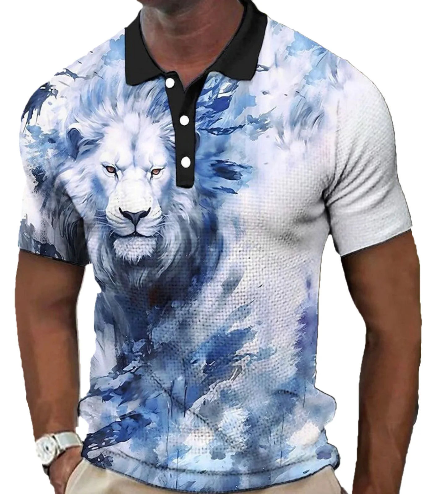 

Tie-dye Lion Pattern Men's Fashion Polos T-Shirts Summer Short Sleeve 3D Animal Print Street Hip Hop Pullovers Tee 6XL Plus Size