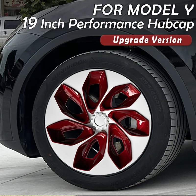 4PCS Hub Cap Performance Replacement 19-Inch Wheel Cap Automobile Hubcap Full Rim Cover Accessories for Tesla Model Y 2018-2024