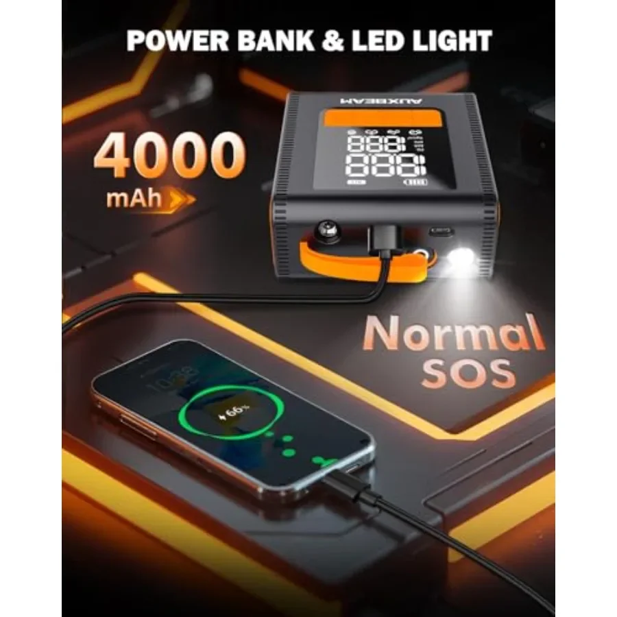 H4 منفاخ لإطارات السيارة ضاغط هواء محمول 150PSI مضخة إطارات السيارة 12 فولت 4 أوضاع نفخ مضخة هواء ذكية لاسلكية مع شاشة LCD لـ #5