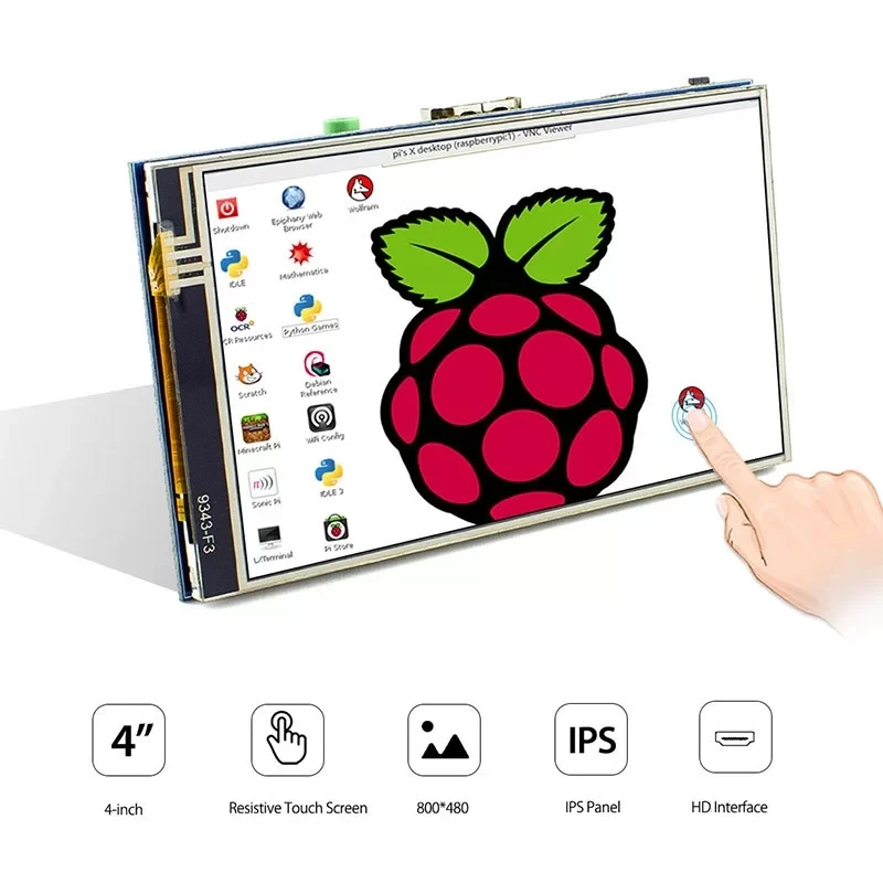 Elecrow Newest Version 4 Inch LCD Display Resistive Touch Screen 800 x 480 HD Touchscreen 4 inch Raspberry Pi Display for Laptop