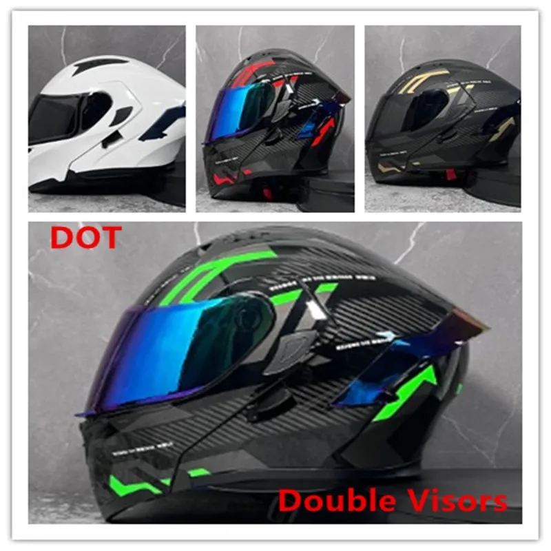 

Мотоциклетные шлемы с двойным козырьком, модульный откидной шлем, одобренный DOT, анфас, защитный шлем, мотогоночный шлем для мотокросса